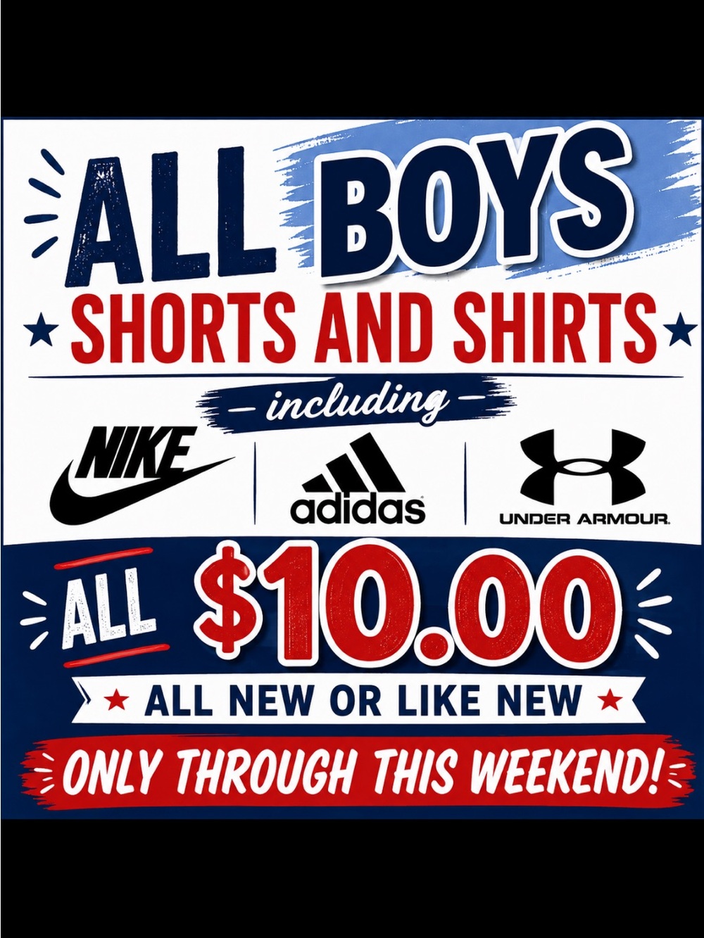 Boys Shorts and Shirts Sale Sign